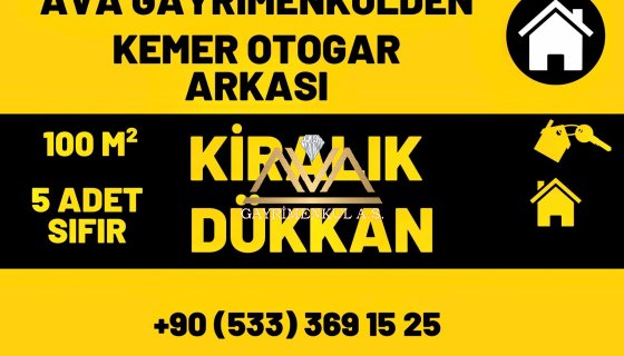 KEMER OTOGAR YANI KİRALIK 100m2 DÜKKANLAR